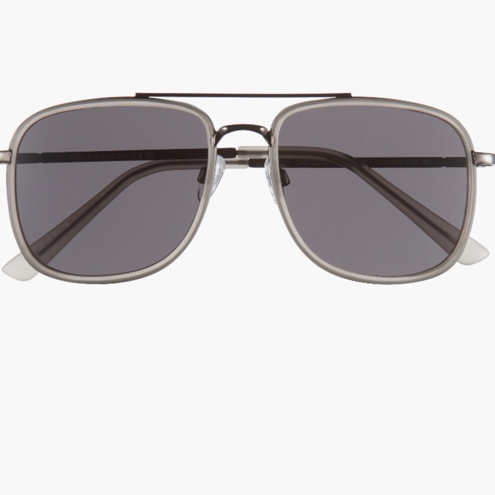 New Vince Camuto Grey Metallic 54mm Navigator Sunglasses Designer Summer Outdoor